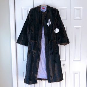 STAUD Faux Fur Coat with A Monogram